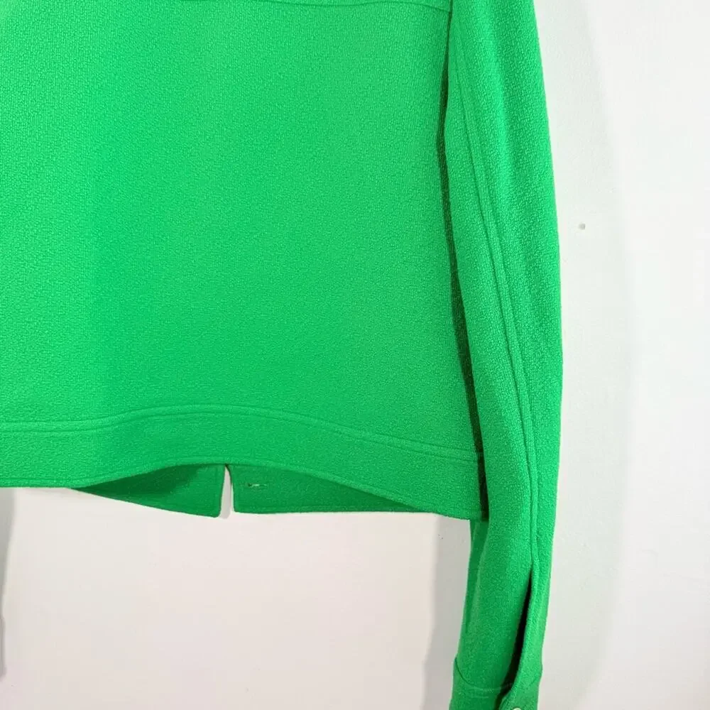 Tommy Hilfiger Kelly Green Boucle Texture Puff Sleeve Trucker Jacket Medium 8